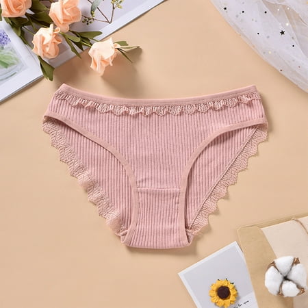 uublik Women Panties High Waist Breathable Briefs Soft Underpants Ladies Stretch Panties Lace Underwear for Women Pink