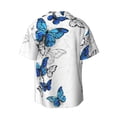thumbnail image 2 of Naloa Blue Flying Butterflies Men's Loose Fit Cuban Collar Short-Sleeve Shirt with Button-down and Chest Pocket for Everyday Wear Outings - X-Large, 2 of 7