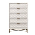 thumbnail image 3 of Honeycomb Design 5 Drawer Chest with Metal Legs, Large, White, 3 of 5