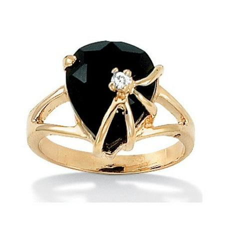 Palm Beach Jewelry Gold Plated Onyx Heart Ring
