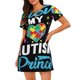 thumbnail image 1 of Easygdp I Love My Autism Camisón de manga corta para mujer, informal, estampado, 1 of 6