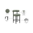 thumbnail image 2 of Meridian Furniture Bordeaux Green Vegan Leather Counter Stool (Set of 2), 2 of 10