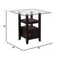 thumbnail image 2 of Kings Brand Furniture Arecibo Cappuccino Finish/Glass Top Counter Height Dining Table with Storage, 35" W x 35" D x 36" H, 2 of 2
