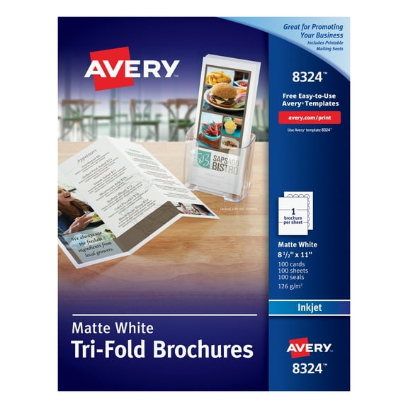 Tri-Fold Brochures, 92 Bright, 83lb, 8.5 X 11, Matte White, 100/pack | Bundle of 5 Boxes