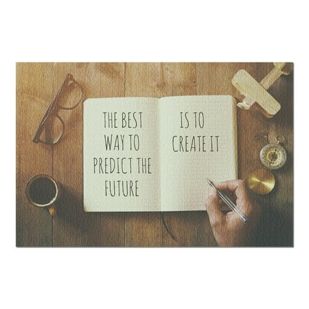 The Best Way to Predict Your Future is to Create It - Inspirational Quote in Open Journal 9014622 (20x30 Premium 1000 Piece Jigsaw Puzzle, Made in (Best Way To Double 1000)