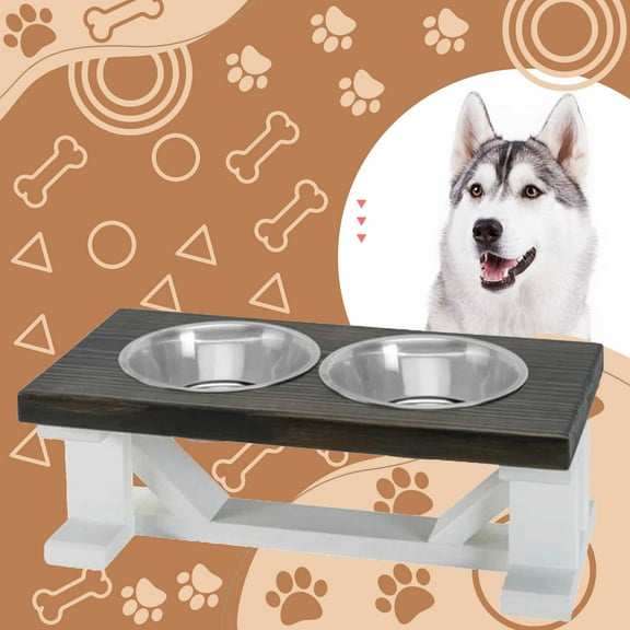Bearwood Essentials Elevated Dog Feeder Bowls - Raised Dog Bowl Feeder with 2 Stainless Steel Bowls