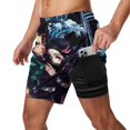 thumbnail image 2 of Demon Slayer Mens Swim Trunks with Compression Liner Board Shorts Quick Dry Swim Shorts Bathing Suits 3XL, 2 of 8