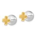 thumbnail image 2 of Finest Gold Sterling Silver & Gold-Tone Polished Cross Front Back Ball Post Earrings, 2 of 3