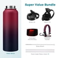 thumbnail image 6 of 40oz Insulated Stainless Steel Water Bottle with Straw & Spout Lid, Leakproof Flask with Paracord Handle, BPA-Free, 6 of 10