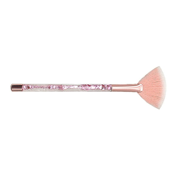 Brocha de maquillaje tipo abanico para pómulos, tacto suave, agarre ergonómico y duradero. Rosa