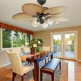 thumbnail image 4 of DWVO Tropical 52in Palm Leaf Ceiling Fans with Light and Remote,Glass Light Kit, Fan Light With 5 Blades,3 Speed, 4 Timer - Brown, 4 of 9