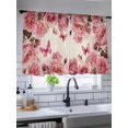 thumbnail image 5 of Sheer Curtains 54 Inch Length 2 Panels Set for Kitchen, Pink Roses Semi Sheer Curtains for Windows, Spring Floral Elegant Pastoral Butterfly Retro Voile Window Treatments Rod Pocket Curtain, 5 of 7
