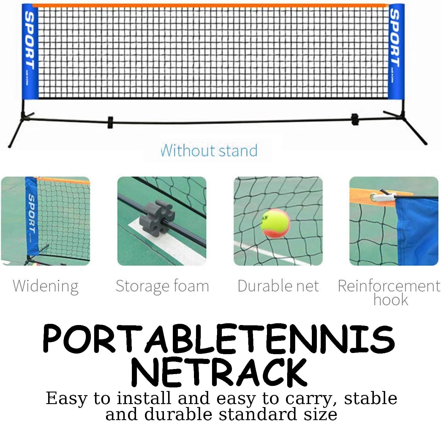 Volleyball Net Outdoor,Badminton Net,Easy Setup Nylon Sports Net Without Poles - for Indoor or Outdoor Court, Beach, Driveway