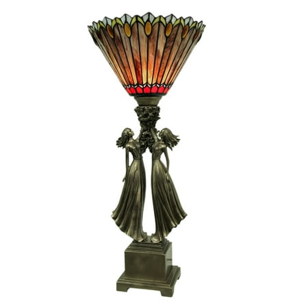 Art Nouveau Lamp Pattern - Art Nouveau Style Twin Lady Stained Glass Uplight Lamp