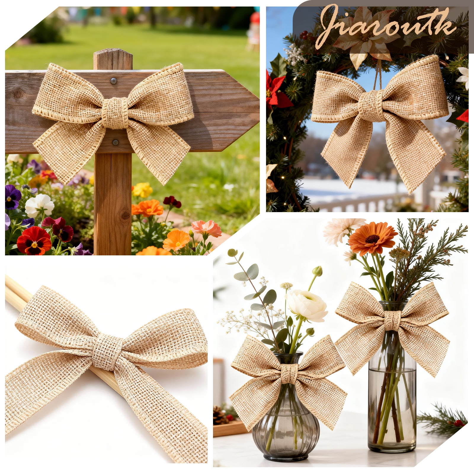 Burlap Wired Edge Ribbon, 3 Size x 10 Yard,Natural Woven Burlap Woven Ribbon for Making Big Bows, Wreaths, Christmas Decorations and Gift Wrapping(1",1-1/2" ,2-1/2 ")
