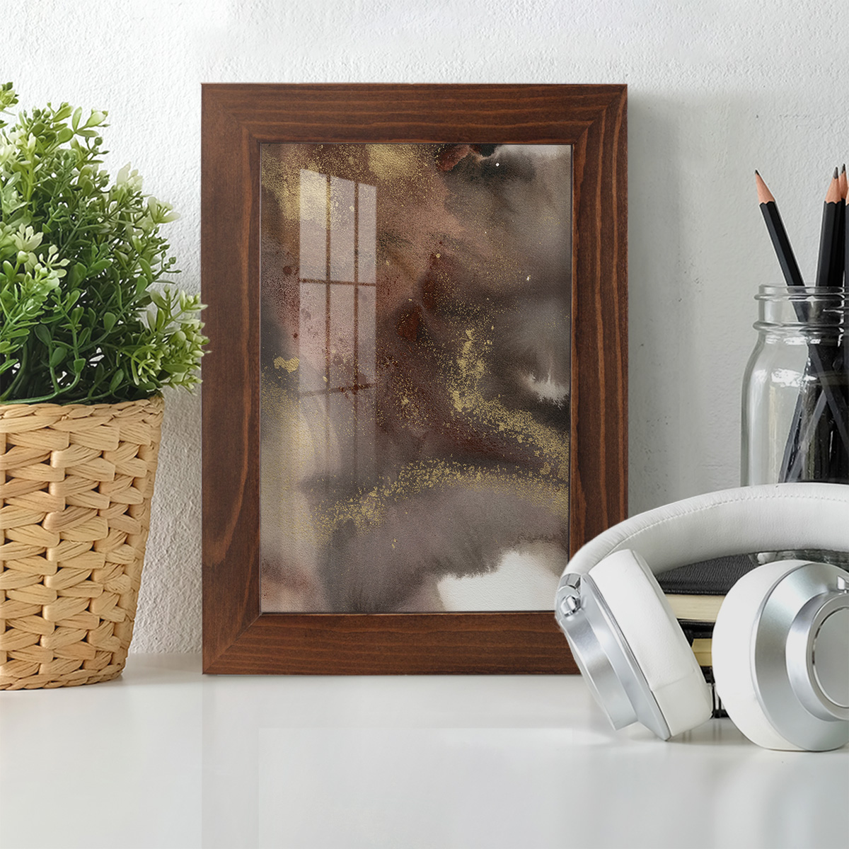 Mountain Seasons IV - Framed Print w/glass - Chestnut