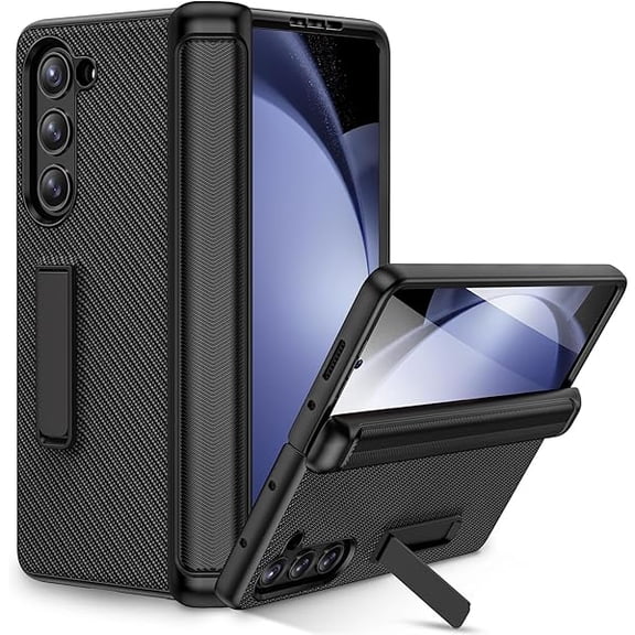 can for Galaxy Z Fold 5 Case, with Magnetic Kickstand and Hinge Protection, Full Body Cases Built-in Screen Protector, PU Leather Phone Case for Samsung Galaxy Z Fold 5, Carbon Fiber