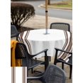 thumbnail image 4 of Outdoor Tablecloth with Umbrella Hole & Zipper, Brown Striped Square Tablecloth 60x60 Inch, Stripes Farmhouse Modern Patio Table Cover Waterproof Table Cloth for Picnic/Party, 4 of 7