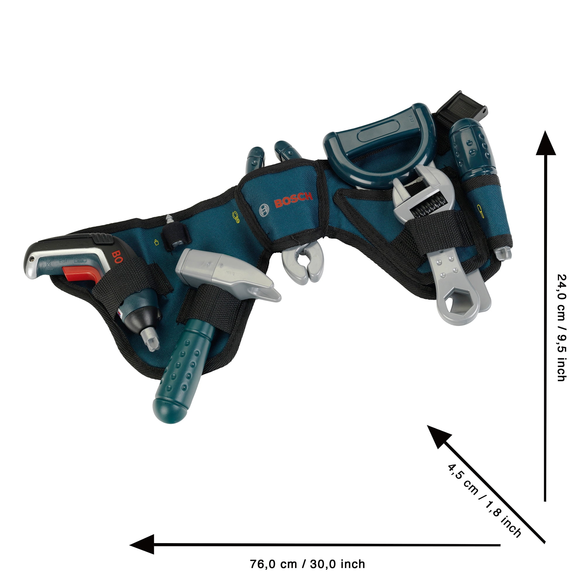 Bosch: Tool Belt 7 Piece Set - Theo Klein, Includes Tool Belt, Ixolino, Hammer, A Pair Of Pliers, Saw, Adjustable Wrench & Screwdriver, Pretend Play Construction Toys, Children 3+
