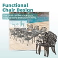 thumbnail image 4 of MEETWARM 9-Piece Outdoor Patio Dining Set for 8, All Weather Cast Aluminum Patio Funiture Set- 94.5” Rectangular Table with 2" Umbrella Hole and 8 Chairs, Patio Table and Chairs Set, Dark Bronze, 4 of 8