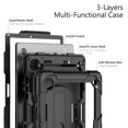 thumbnail image 6 of Case for Samsung Galaxy Tab A8 10.5 Inch 2022 with Screen Protector, 360 Degree Rotating Kickstand Hand Strap Heavy Duty Shockproof Cover with Shoulder Strap, Black, 6 of 7