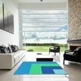 thumbnail image 7 of Ahgly Company Machine Washable Indoor Round Transitional Neon Blue Area Rugs, 7' Round, 7 of 7