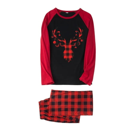 

ketyyh-chn99 Family Christmas Pajamas plus Size Women Mom Family Christmas Pajamas Check Patchwork Family Pajamas Christmas Cotton