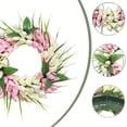 thumbnail image 6 of Spring Tulip Wreath, 13.78in/35cm Artificial Floral Door Hanging Wreath, Seasonal Rattan Wall Decor, Faux Tulip Garland for Home, Christmas, Porch, Wall & Holiday Decoration, A, 6 of 7