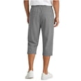 thumbnail image 6 of Wrtxtat Men's Capris Drawstring Elastic Waist Straight Leg Trousers with Pockets Lightweight Spring Summer Workout Running Fitness Pants Gray XXL, 6 of 8