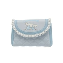 Impressions Vanity Cinnamoroll Lovely Ribbon Ruffled Cosmetic Pouch with Design, Detachable Wristlet
