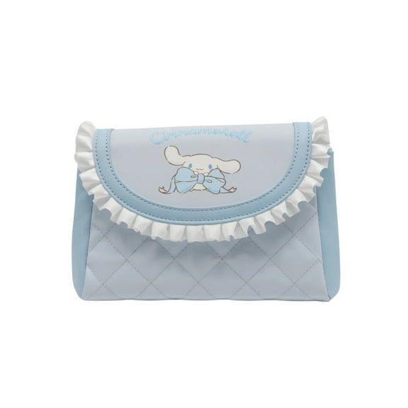 Impressions Vanity Cinnamoroll Lovely Ribbon Ruffled Cosmetic Pouch with Design, Detachable Wristlet