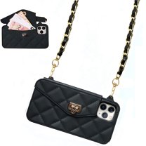 Dteck iPhone 14 Pro Max Case for Women Girls, Luxury Hand Bag Design with Card Slot Soft Silicone Case with Shoulder Strap for iPhone 14 Pro Max, Black