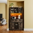 thumbnail image 6 of VanAcc Bar Cabinet with Sliding Barn Door & LED Lights, 72" Coffee Wine Buffet Sideboard with Drawers & Wine Bottle Rack, Kitchen, Dark Rustic Oak, 6 of 9