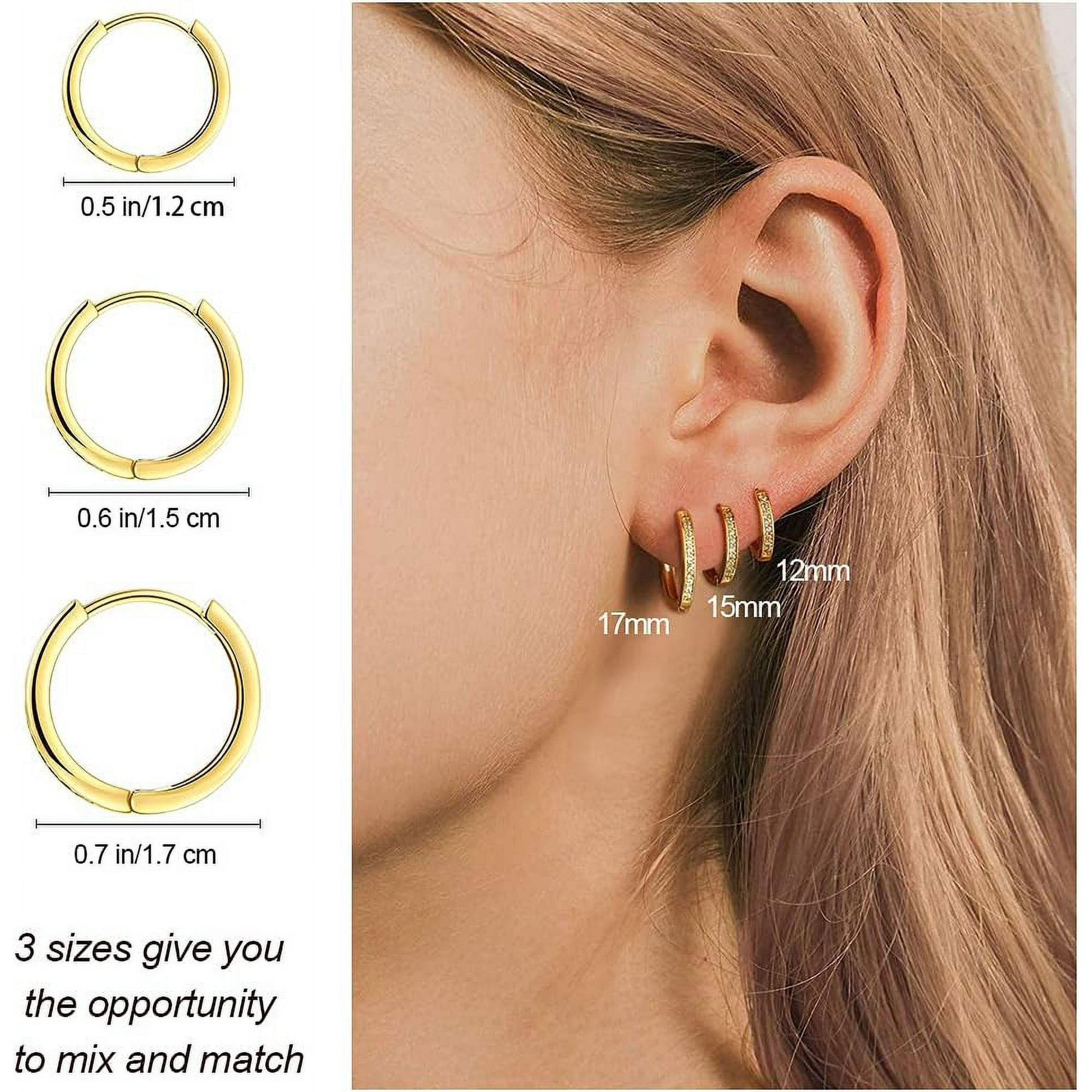 Huggie Earrings For Women 14K Gold Hoop Earrings Set Dainty Earring Stacks Sets Multiple Piercing Hypoallergenic Trendy Jewelry Small Cartilage Stuff
