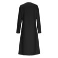 thumbnail image 3 of qolati Women's 2023 Fall Dresses Casual Long Sleeve Mocked Neck Cocktail Party Long Maxi Dress Elegant Classic Fit Solid Color Ruched Front Business Wokr Fromal Dress, 3 of 5