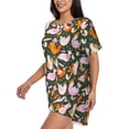 thumbnail image 2 of Picia Roosters and Chicks Pajamas Sets for Women Soft Short-Sleeved Pjs with Lounge Shorts Two Piece Sleepwear-Large, 2 of 9