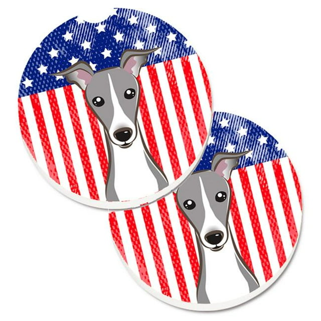 Drapeau Américain & Lévrier Italien Lot de 2 Porte-Gobelet Coaster
