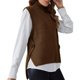 thumbnail image 1 of Gibobby Sueter Dama Chaleco sin mangas con cuello de punto de color liso para mujer (Coffee, XL), 1 of 4