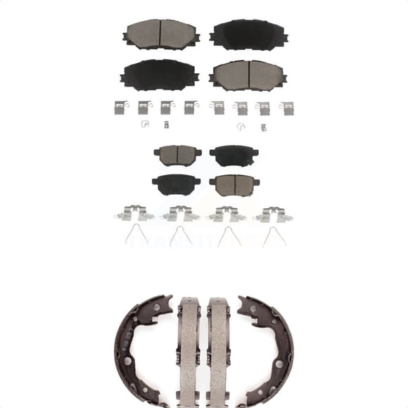 Transit Auto Front Rear Ceramic Brake Pads and Parking Shoes Kit for Car Toyota Matrix Pontiac Vibe KCN-100298