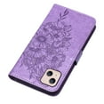thumbnail image 4 of K-Lion Fit for Apple iPhone 14 Wallet Case with Wrist Strap,Drop Protection Flower & Butterfly Embossed Leather Magnetic Clasp Flip Stand Credit Card Slots Phone Cover,Lightpurple, 4 of 9