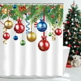 thumbnail image 5 of Christmas Shower Curtain for Bathroom Xmas Shower Curtains Red Green Christmas Fabric Xmas Bathroom Set with Hooks Colorful Baubles Bathroom Decor Holiday, 72" W x 72" H, 5 of 6
