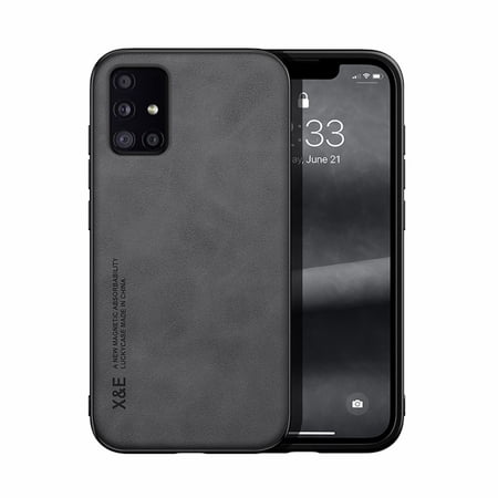 Dteck Luxury Leather Case for Samsung Galaxy A71 4G Ultra Slim Thin Imported Leather Magnetic Shockproof Rugged Case For Samsung Galaxy A71 4G Darkgray