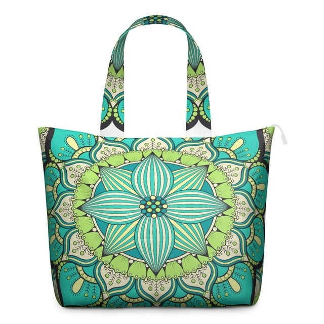 Trippy Fusion Mala Duffel Colorful Abstract Meditation Weekender Bag with Psychedelic Geometric Ornament for Healing