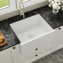 24 in. Farmhouse Single Bowl White Fireclay Workstation Kitchen Sink with Accessories