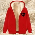 thumbnail image 2 of Sentmoon Chandail Molletonné Surdimensionné avec Imprimé Manteaux pour Femmes Hiver Manches Longues à Capuche Veste pour Femme Automne et Hiver Extensible et Flexible pour le Travail Extérieur Rouge TTTG, 2 of 5