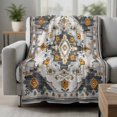 thumbnail image 2 of Orange Grey Boho Blanket Soft Cozy Warm Throw Blanket for Couch, Plush Fuzzy Flannel Fleece Blankets for Sofa, Vintage Southwestern Geometric Ethnic Bed Blankets Lightweight Gifts for Women, 50"x80", 2 of 9