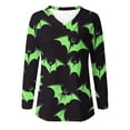 thumbnail image 4 of Oplxuo Halloween Costumes for Women Long Sleeve V-Neck Casual Shirts Loose Fit Basic Pullover Funny Holiday Tees, 4 of 4