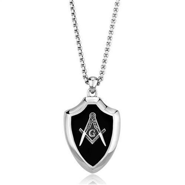 Alamode TK2522-20 Hommes Haute Poli Chaîne en Acier Inoxydable Pendentif avec Époxy en Jet - 20 Po.