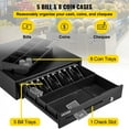 thumbnail image 4 of 16 12V Cash Register Drawer for POS System with 5 Bill Slots 8 Coin Compartments Removable Coin Compartment 2 Keys RJ11 RJ12 Cable for Retail Food Service, 4 of 7