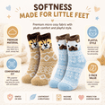 thumbnail image 2 of Girls Micro Cozy Socks, 2 Pack with Playful Ears and Soft Plush Fabric, BROWN, S/M, 2 of 8